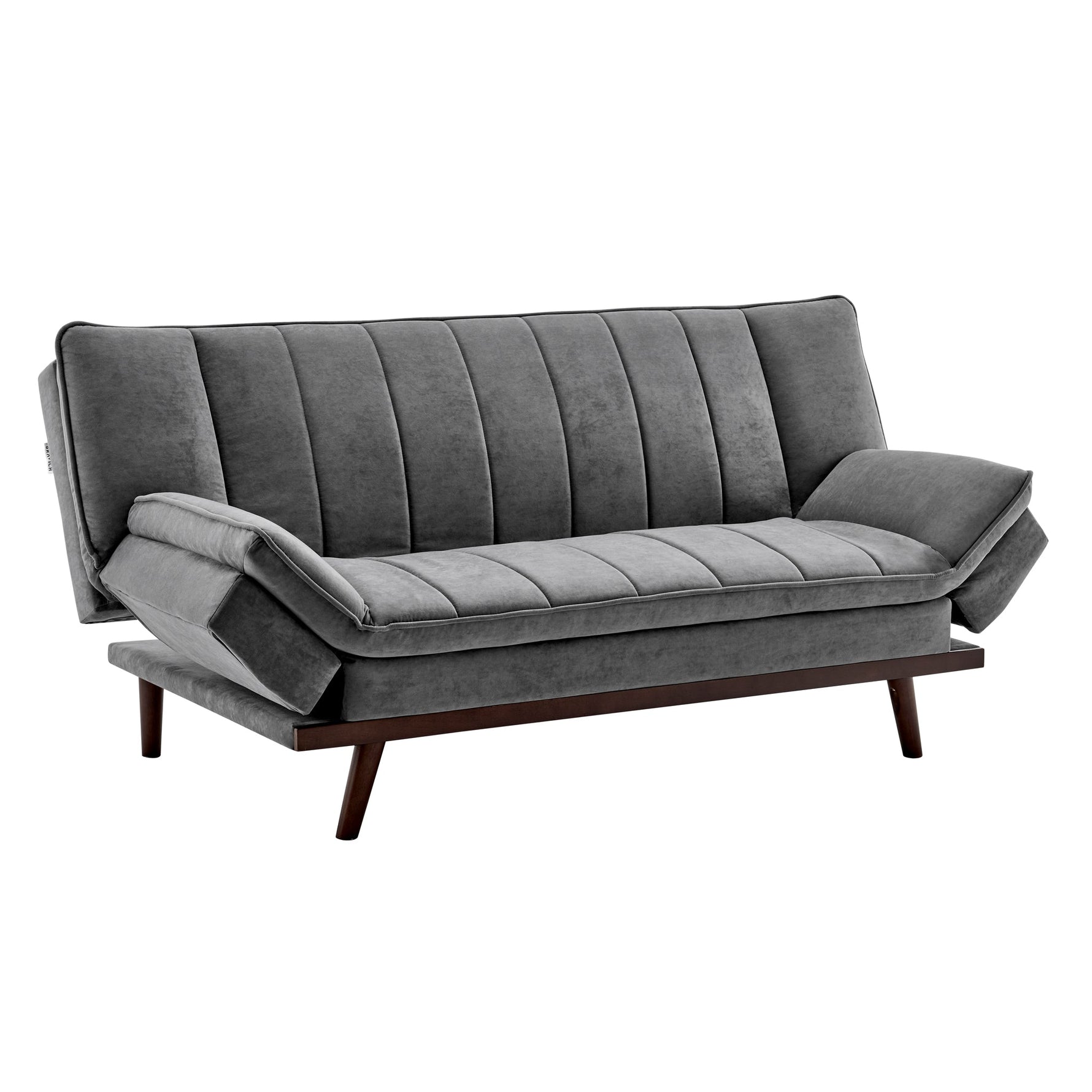 Grey Velvet 3 Seater Sofa Bed - Mondaine - Bargainia.com - 