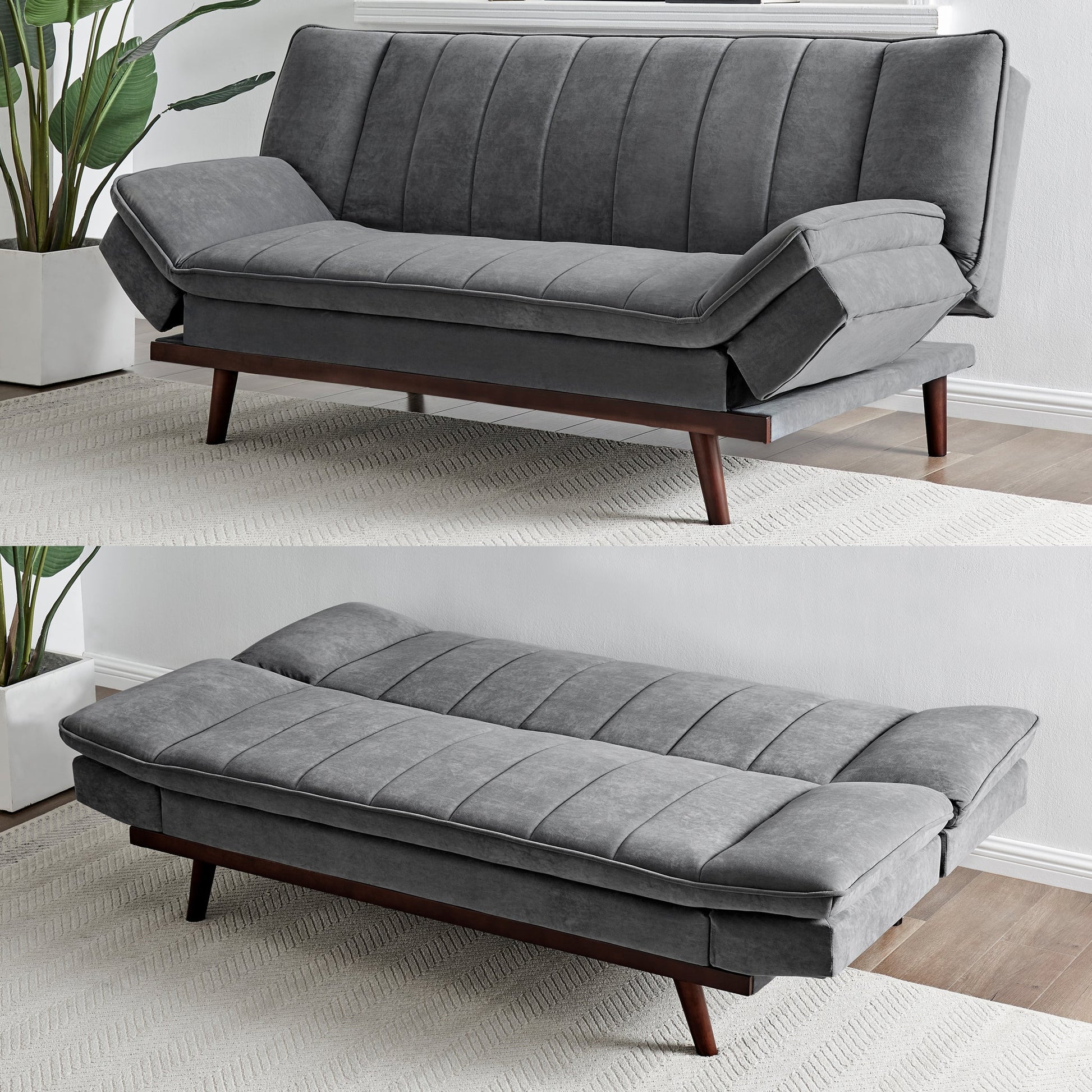 Grey Velvet 3 Seater Sofa Bed - Mondaine Sofas Bargainia