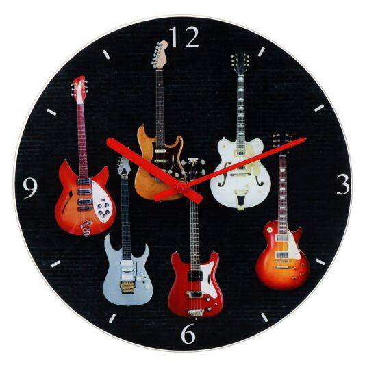 Guitar Glass Clock - 30cm-5010792463629-Bargainia.com