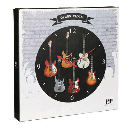 Guitar Glass Clock - 30cm-5010792463629-Bargainia.com