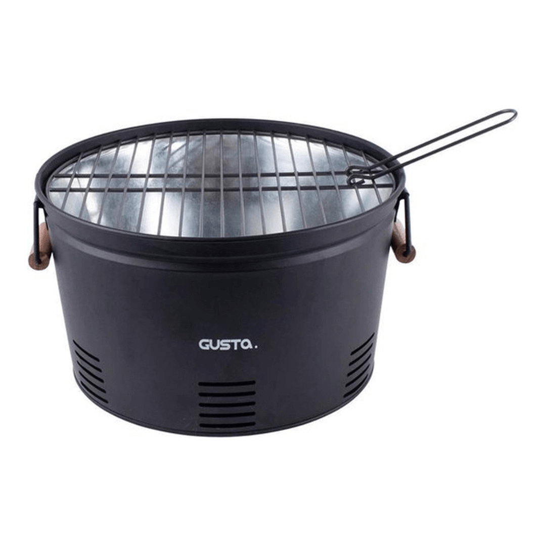 Gusta Portable BBQ Round Compact Barbecue Black 35cm - Bargainia.com - 