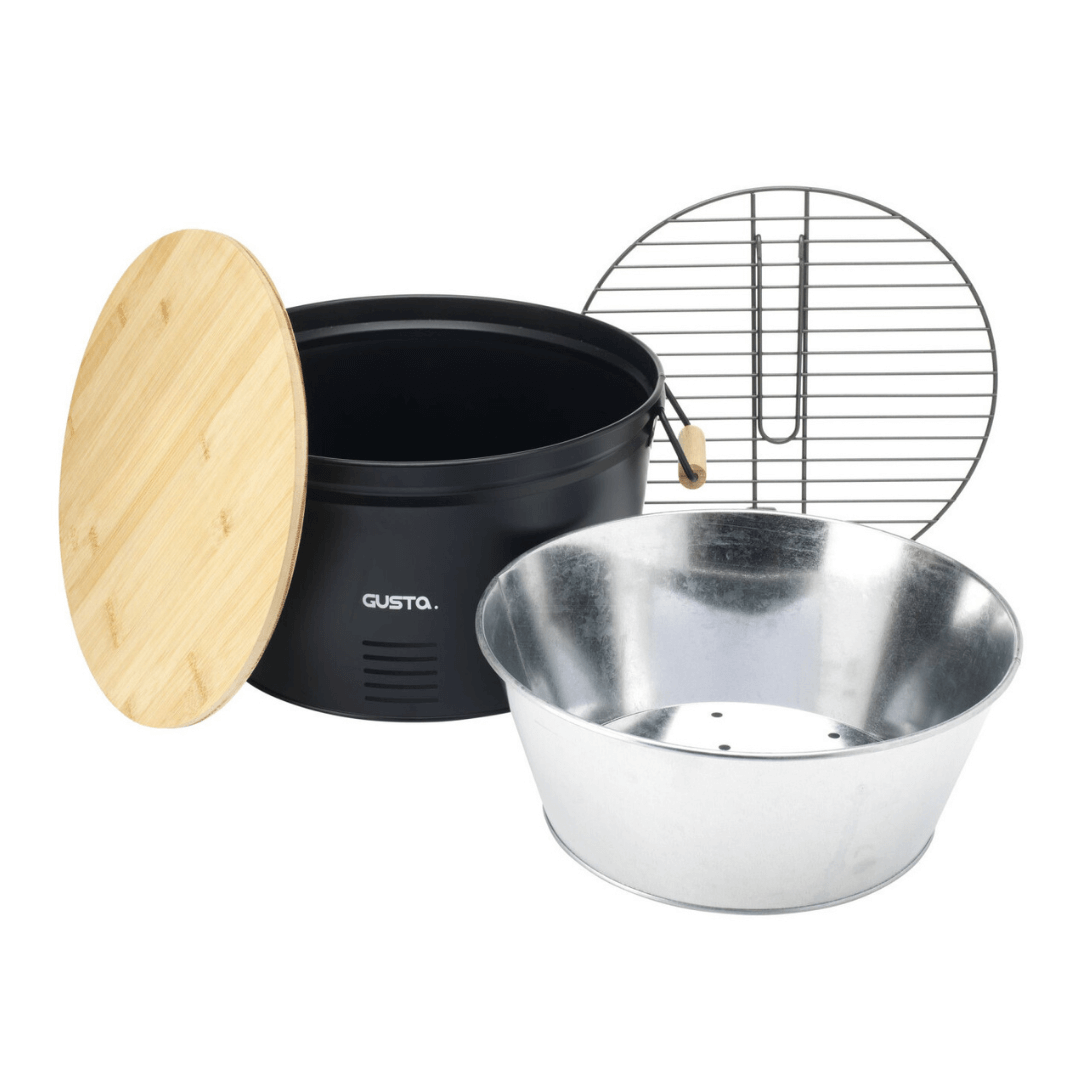 Gusta Portable BBQ Round Compact Barbecue Black 35cm - Bargainia.com - 