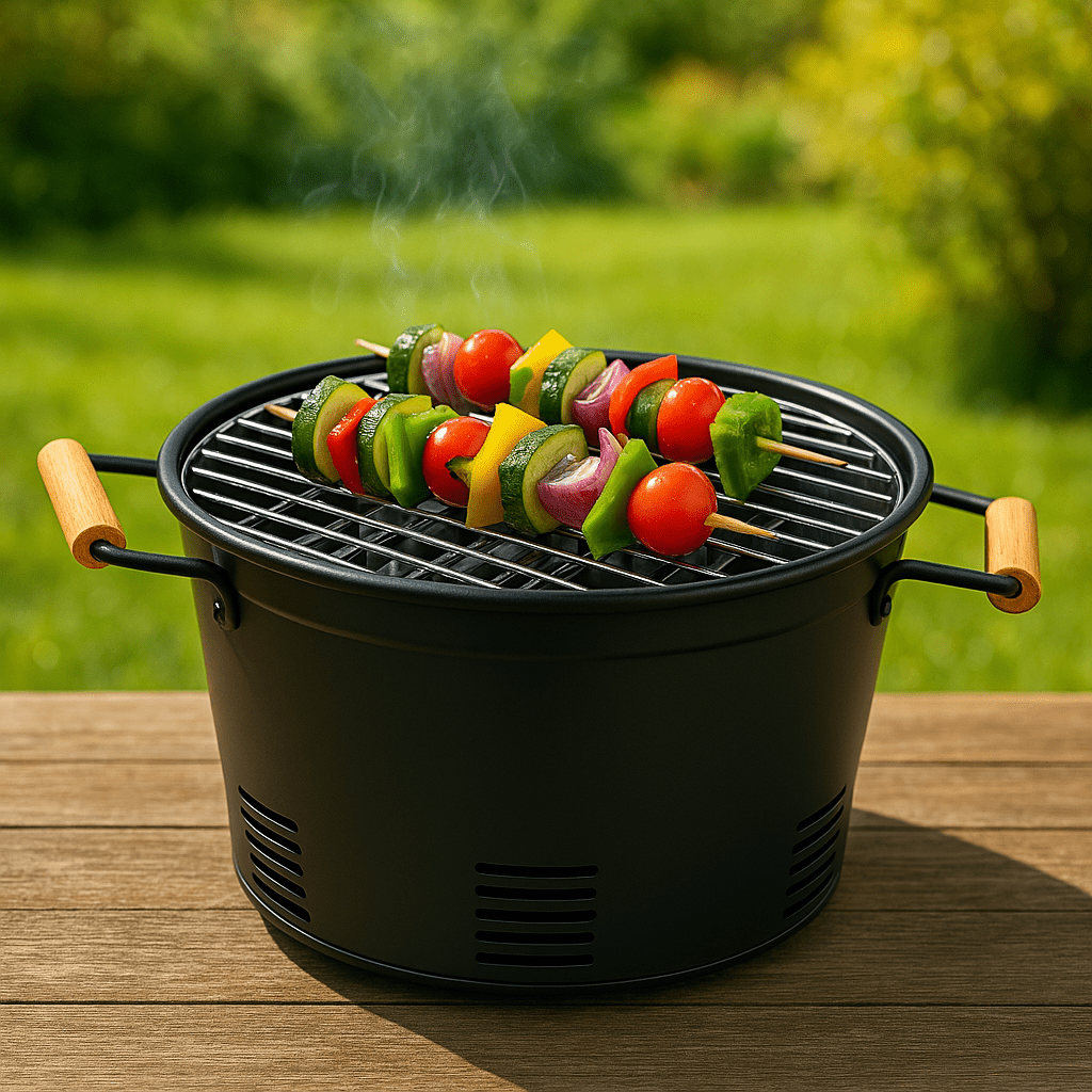 Gusta Portable BBQ Round Compact Barbecue Black 35cm - Bargainia.com - 