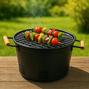 Gusta Portable BBQ Round Compact Barbecue Black 35cm Clearance