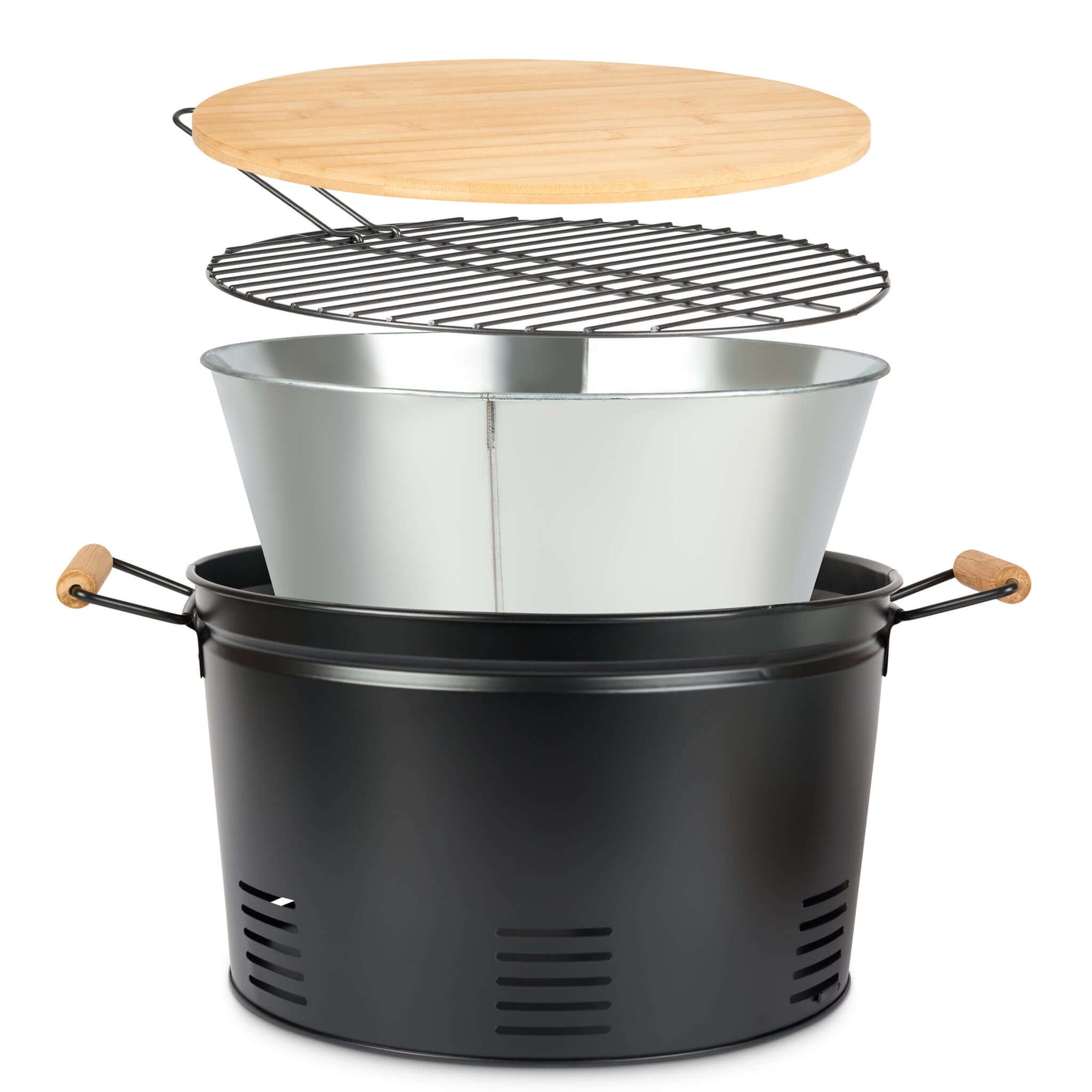 Gusta Portable BBQ Round Compact Barbecue Black 35cm - Bargainia.com - 
