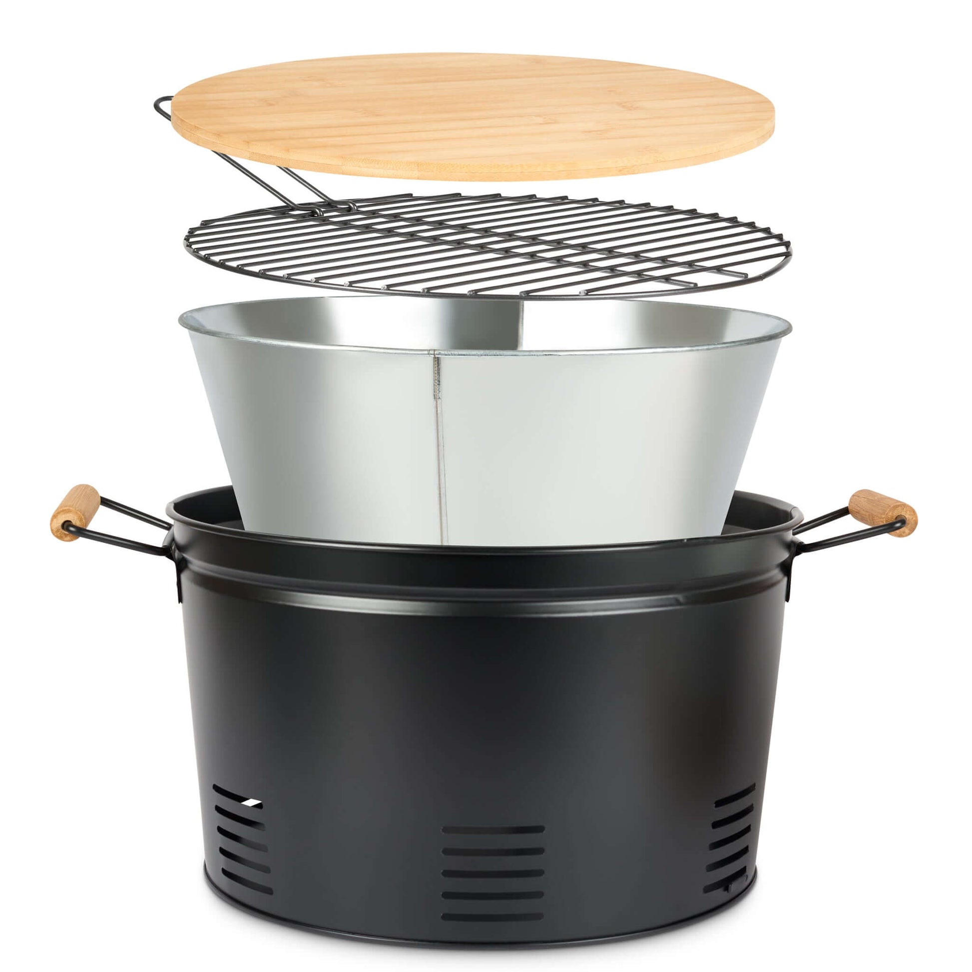 Gusta Portable BBQ Round Compact Barbecue Black 35cm Clearance