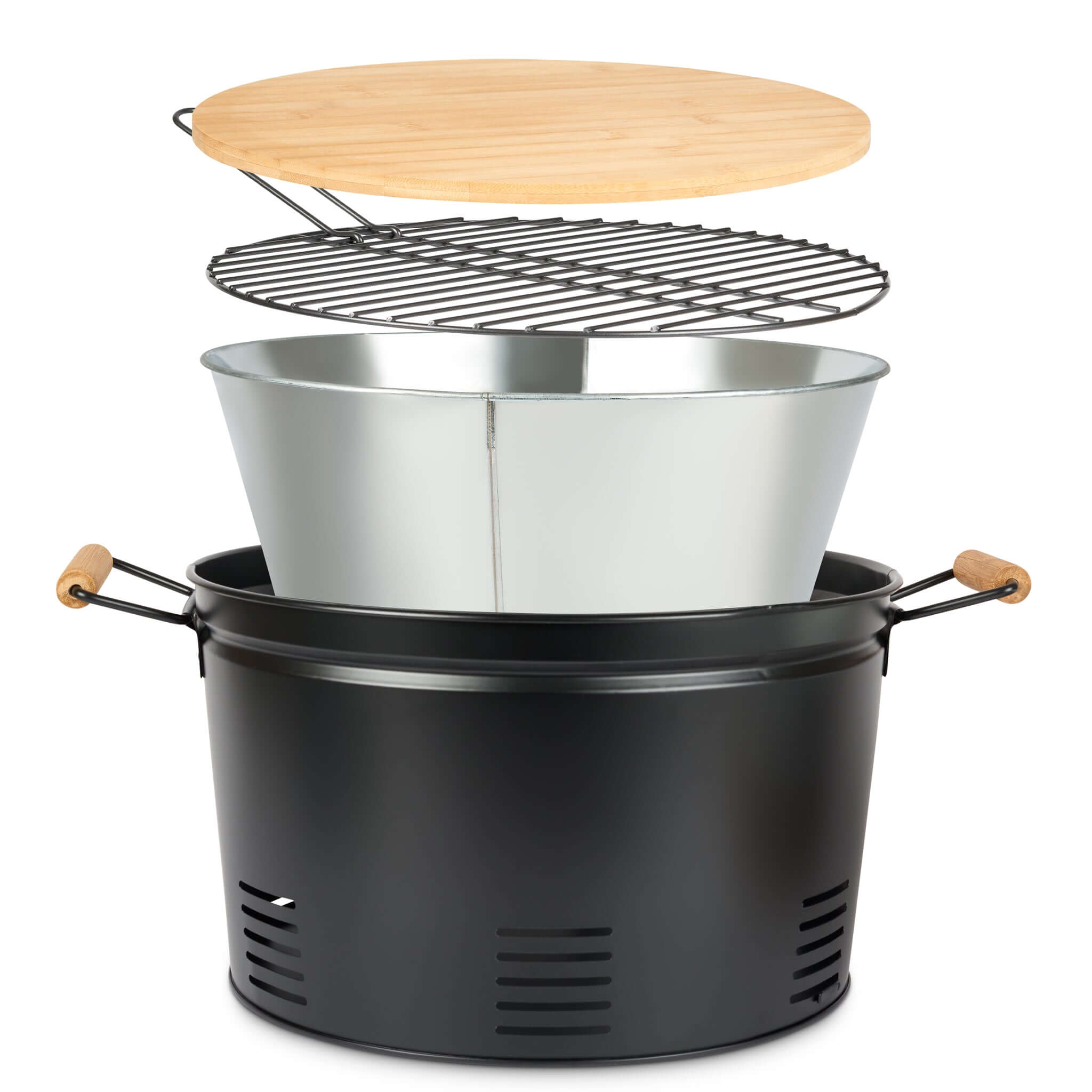 Gusta Portable BBQ Round Compact Barbecue Black 35cm Clearance