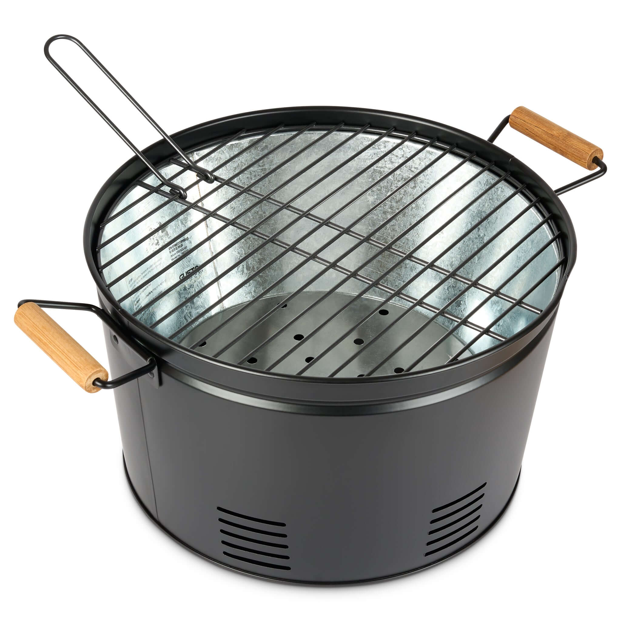 Gusta Portable BBQ Round Compact Barbecue Black 35cm Clearance