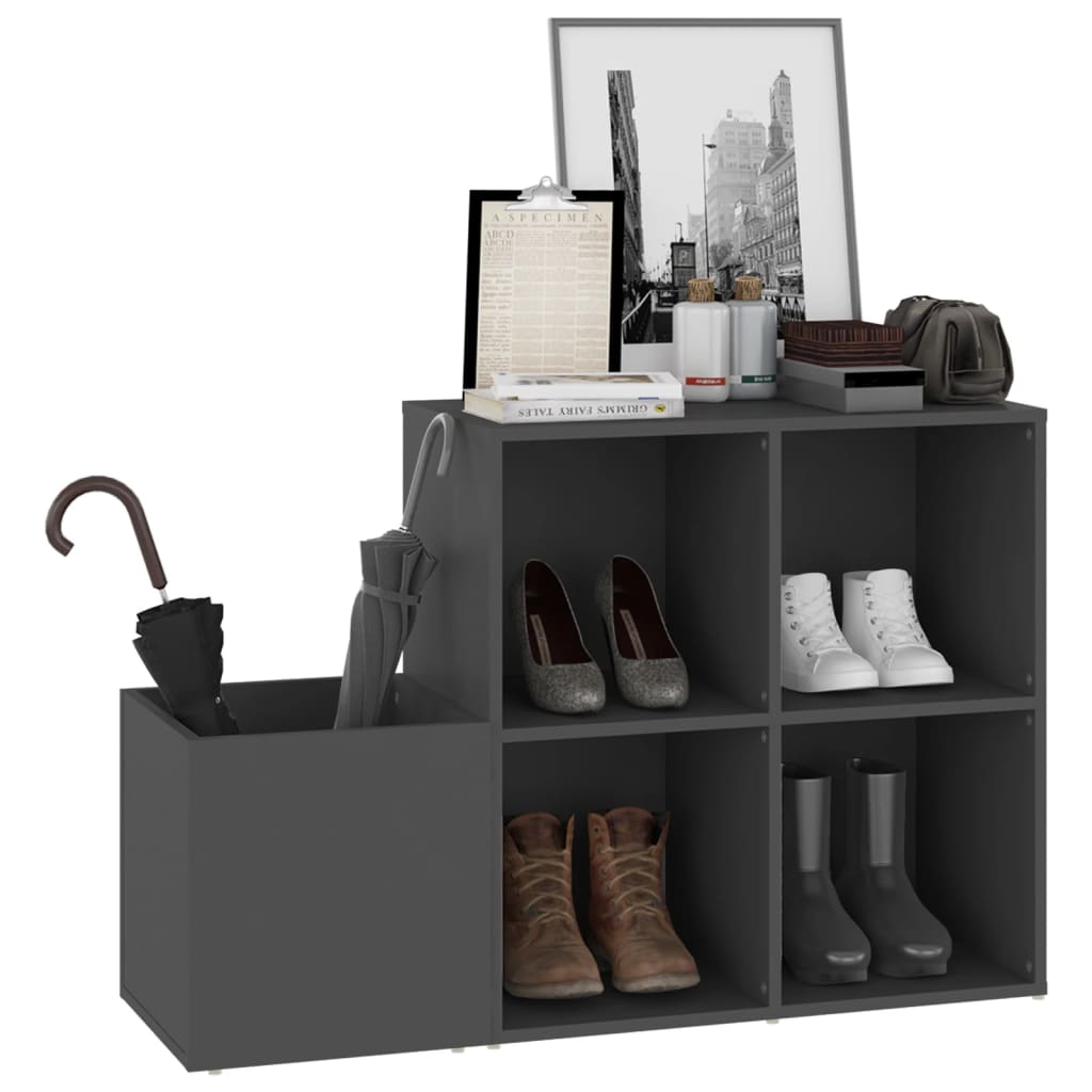 Hall Shoe Cabinet Grey 105x35.5x70 cm Engineered Wood - Bargainia.com - 