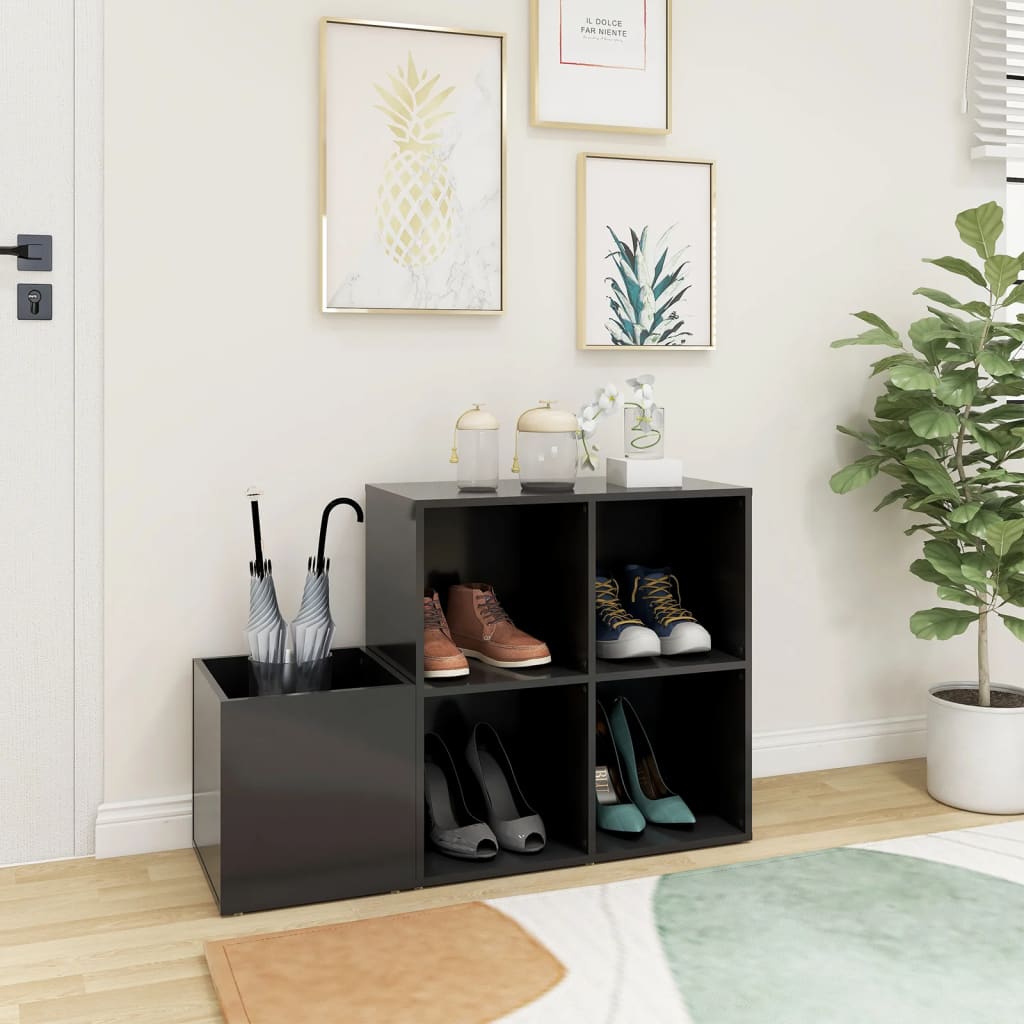Hall Shoe Cabinet Grey 105x35.5x70 cm Engineered Wood - Bargainia.com - 