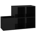Hall Shoe Cabinet High Gloss Black 105x35.5x70 cm Engineered Wood - Bargainia.com - 