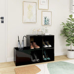 Hall Shoe Cabinet High Gloss Black 105x35.5x70 cm Engineered Wood - Bargainia.com - 