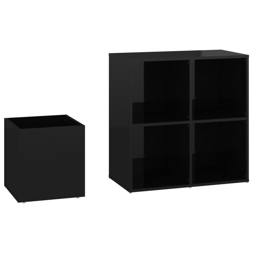 Hall Shoe Cabinet High Gloss Black 105x35.5x70 cm Engineered Wood - Bargainia.com - 