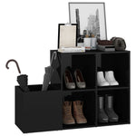 Hall Shoe Cabinet High Gloss Black 105x35.5x70 cm Engineered Wood - Bargainia.com - 