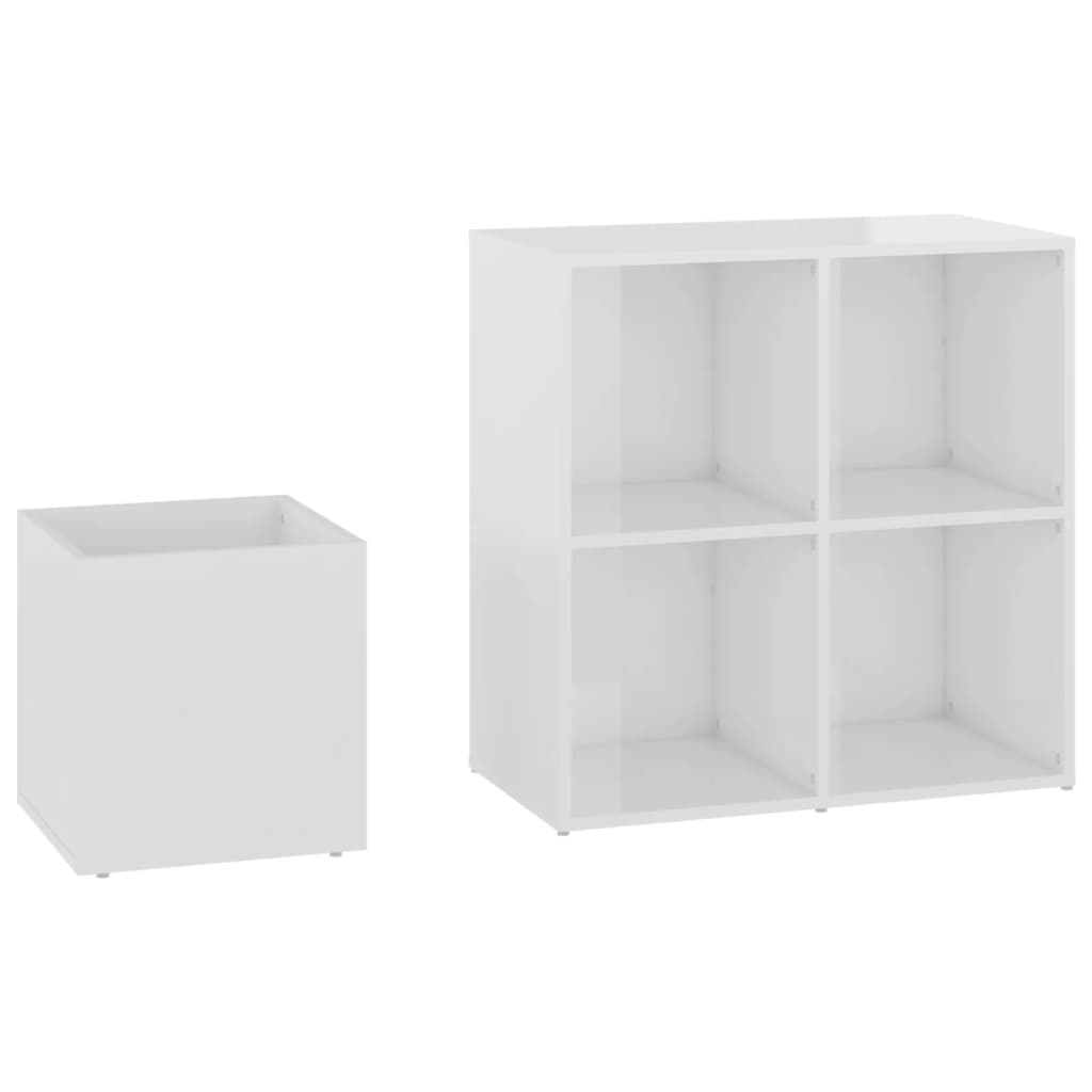 Hall Shoe Cabinet High Gloss White 105x35.5x70 cm Engineered Wood - Bargainia.com - 