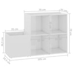 Hall Shoe Cabinet High Gloss White 105x35.5x70 cm Engineered Wood - Bargainia.com - 