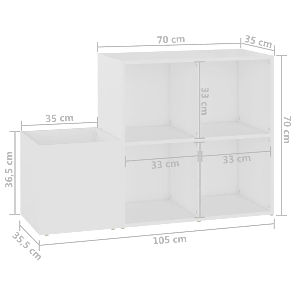 Hall Shoe Cabinet White 105x35.5x70 cm Engineered Wood - Bargainia.com - 