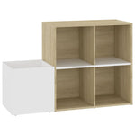 Hall Shoe Cabinet White and Sonoma Oak 105x35.5x70 cm Engineered Wood - Bargainia.com - 
