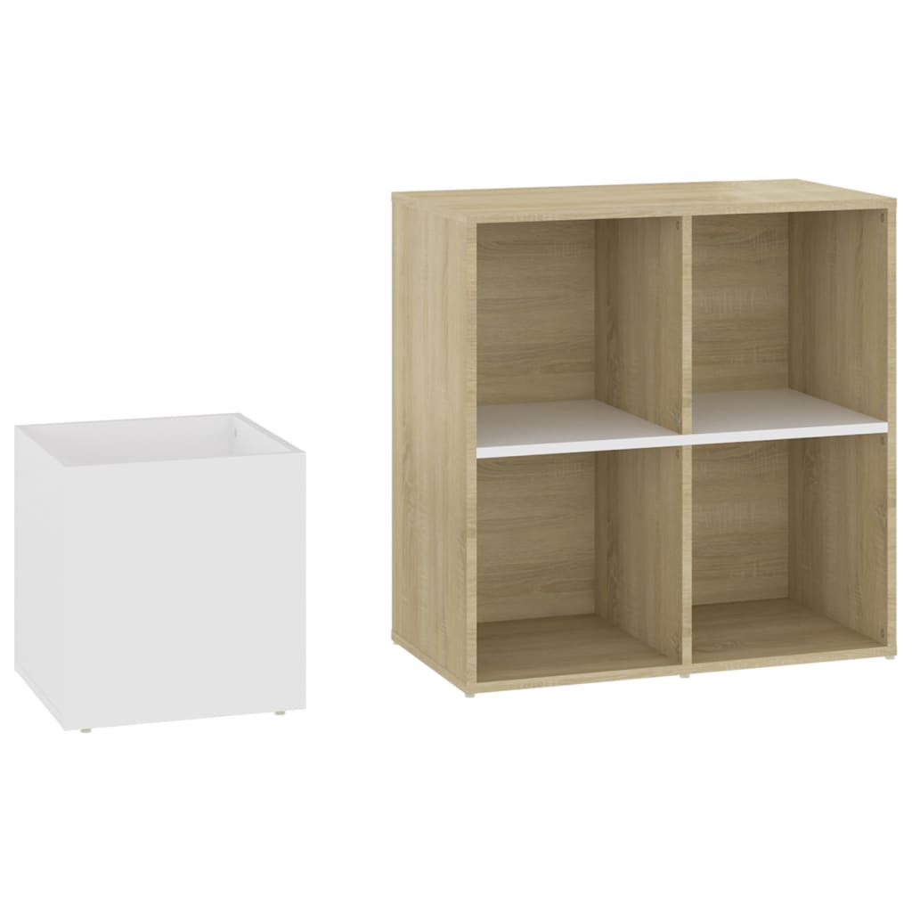 Hall Shoe Cabinet White and Sonoma Oak 105x35.5x70 cm Engineered Wood - Bargainia.com - 