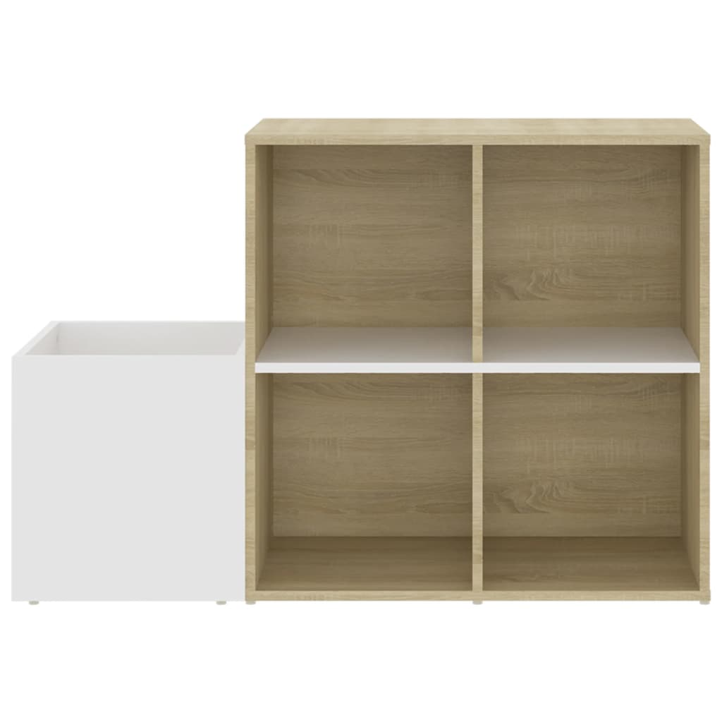 Hall Shoe Cabinet White and Sonoma Oak 105x35.5x70 cm Engineered Wood - Bargainia.com - 