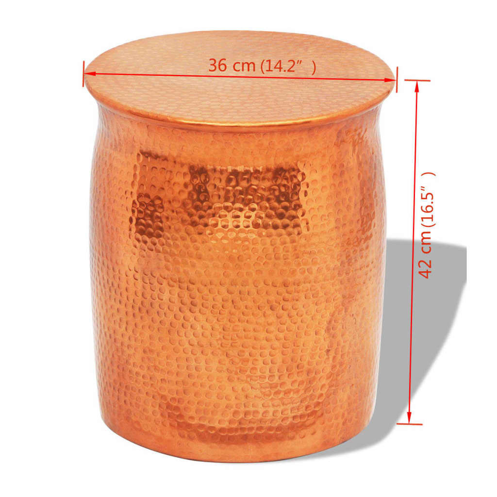 Hammered Aluminium Stool/Side Table Brass/Copper Colour - Bargainia.com - 8718475950905 - 242325
