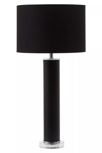 Hanah Black Snake Leather Effect Table Lamp with Chrome Base - Bargainia.com - 5018705983165