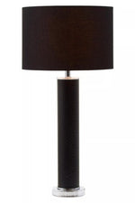 Hanah Black Snake Leather Effect Table Lamp with Chrome Base - Bargainia.com - 5018705983165
