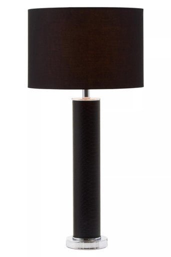 Hanah Black Snake Leather Effect Table Lamp with Chrome Base - Bargainia.com - 5018705983165