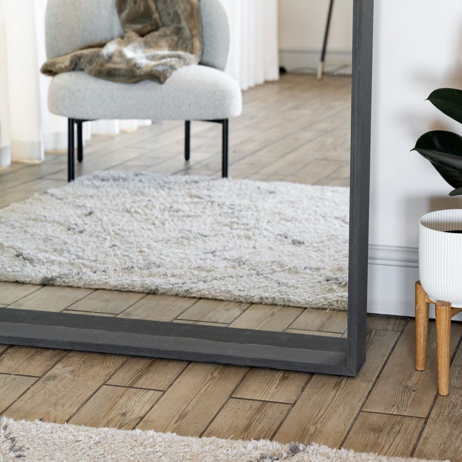 Hanaka - Full Length Black Oak Rectangle Mirror - 200cm x 100cm - Bargainia.com - 
