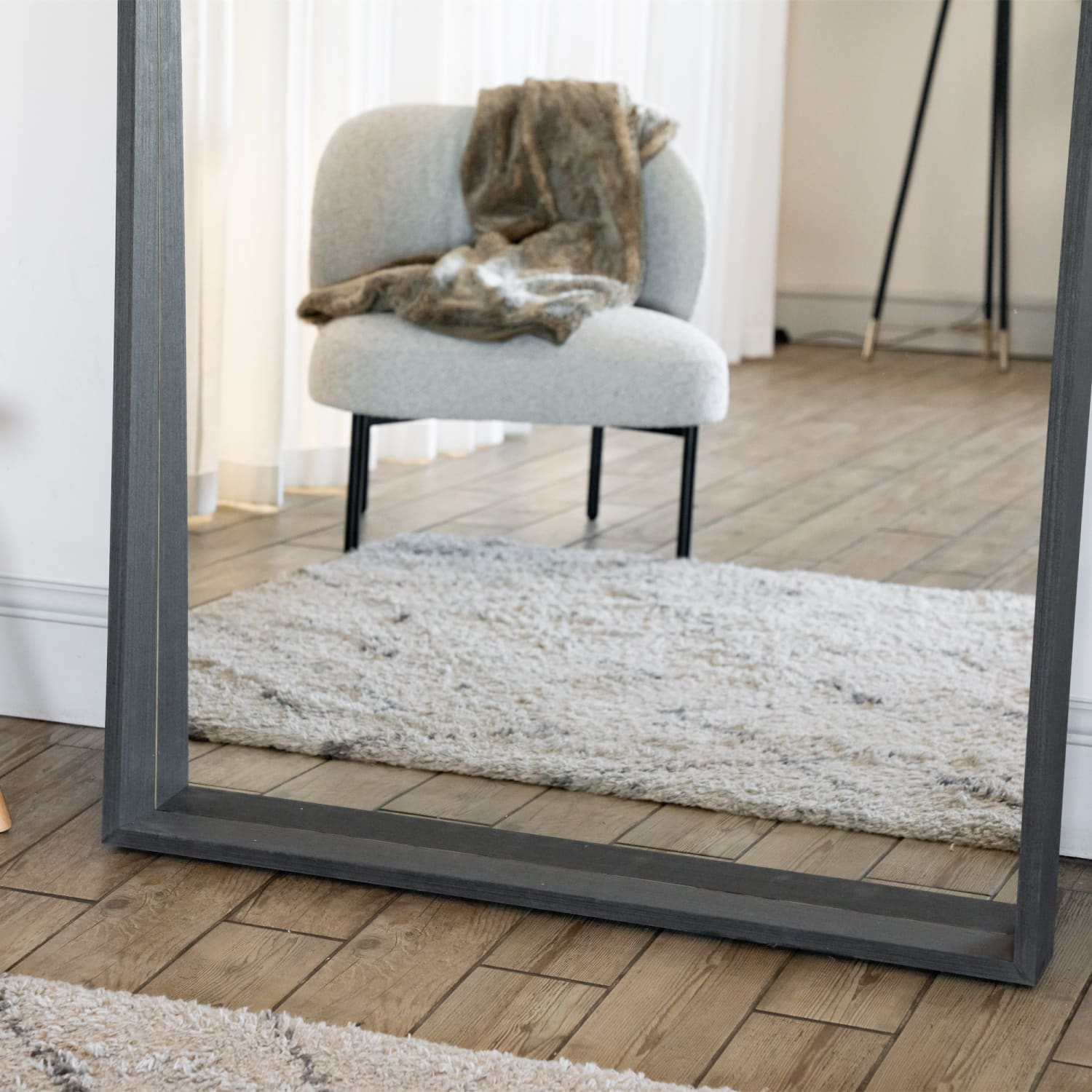 Hanaka - Full Length Black Oak Rectangle Mirror - 200cm x 100cm - Bargainia.com - 5065017296759 - HAN200100BLK