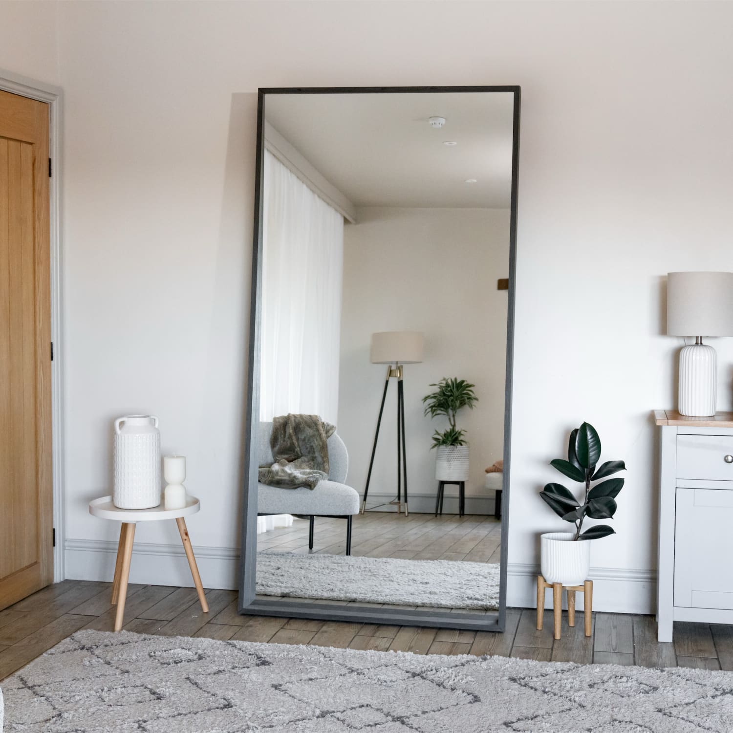 Hanaka - Full Length Black Oak Rectangle Mirror - 200cm x 100cm - Bargainia.com - 5065017296759 - HAN200100BLK