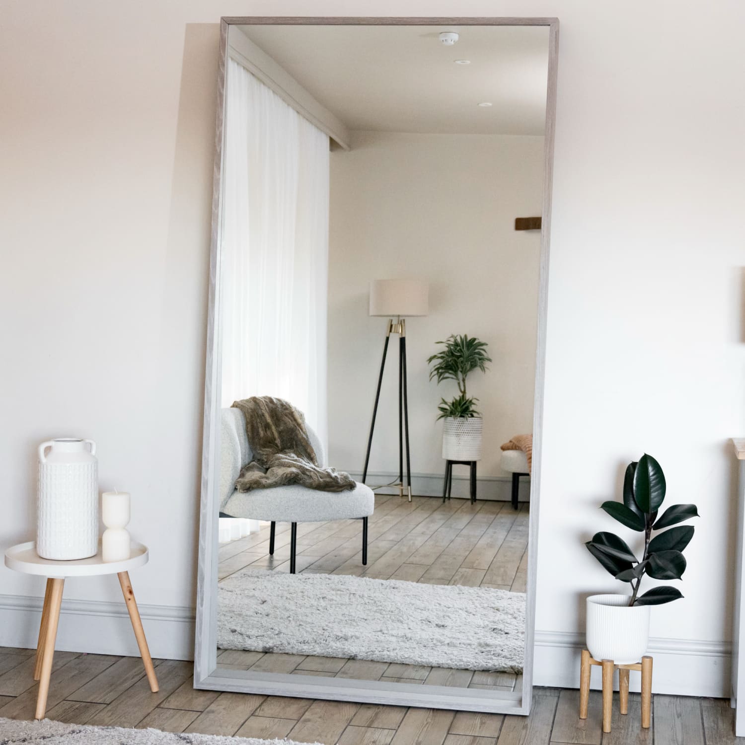 Hanaka - Full Length Grey Oak Rectangle Mirror - 200cm x 100cm - Bargainia.com - 