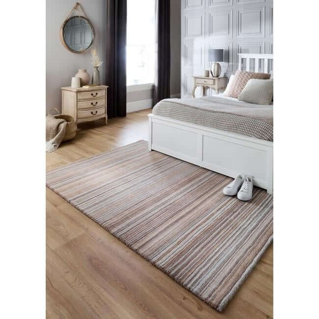 Hand Made Striped Design Rug - Bargainia.com - 5026134618596 - FINSTR_BEIGEX_080X150