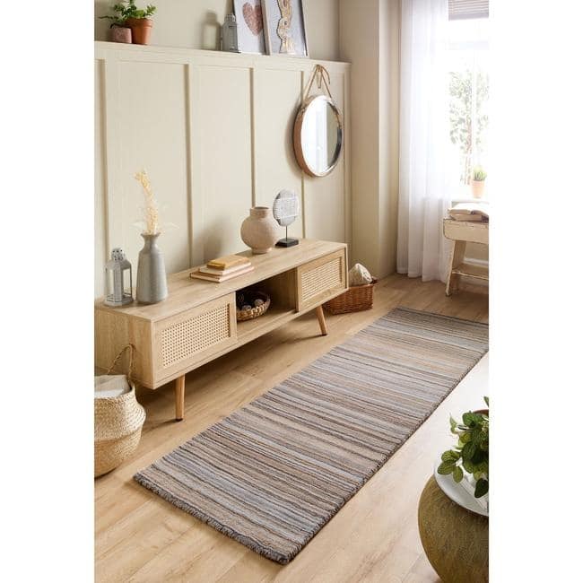 Hand Made Striped Design Rug - Bargainia.com - 5026134618626 - FINSTR_BEIGEX_067X200