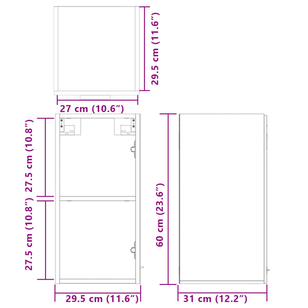 Hanging Cabinet Lyon Sonoma Oak 29.5x31x60 cm Engineered Wood - Bargainia.com - 