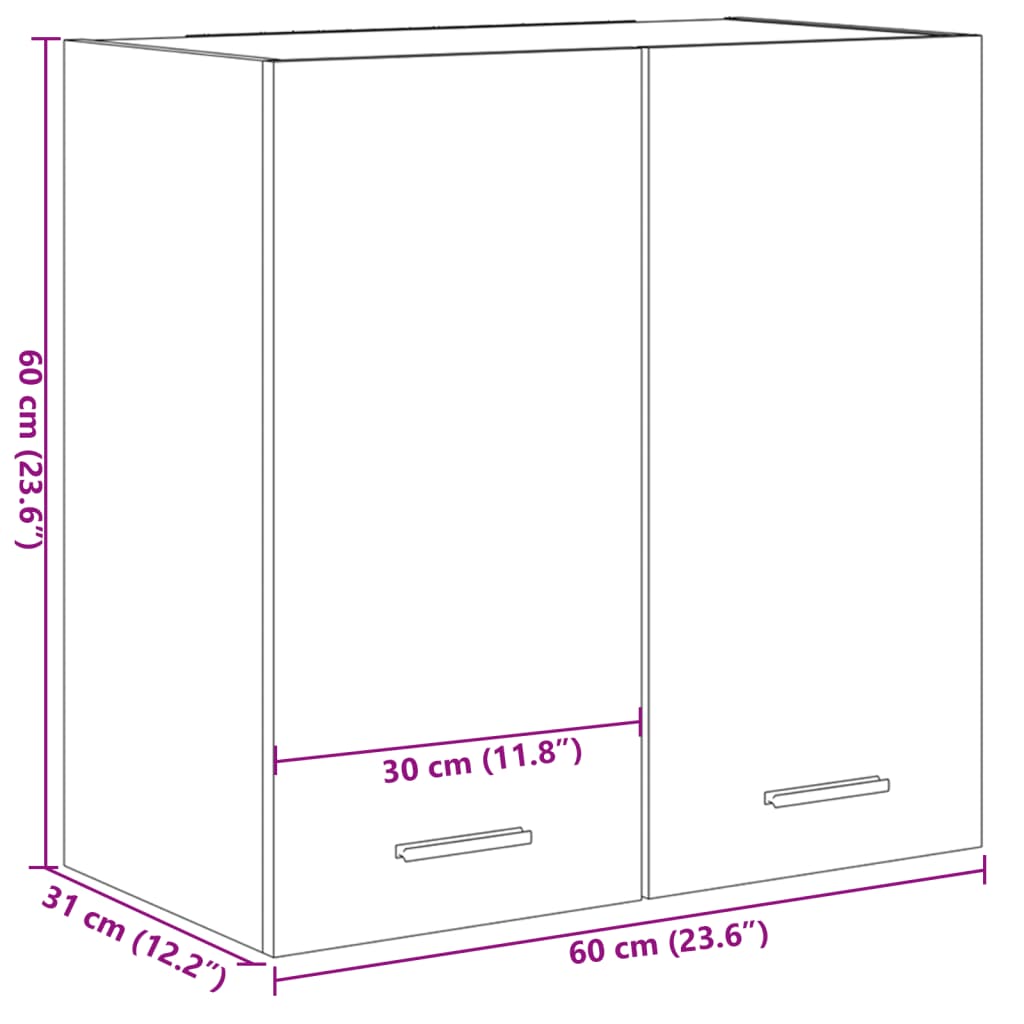 Hanging Cabinet Lyon Sonoma Oak 60x31x60 cm Engineered Wood - Bargainia.com - 