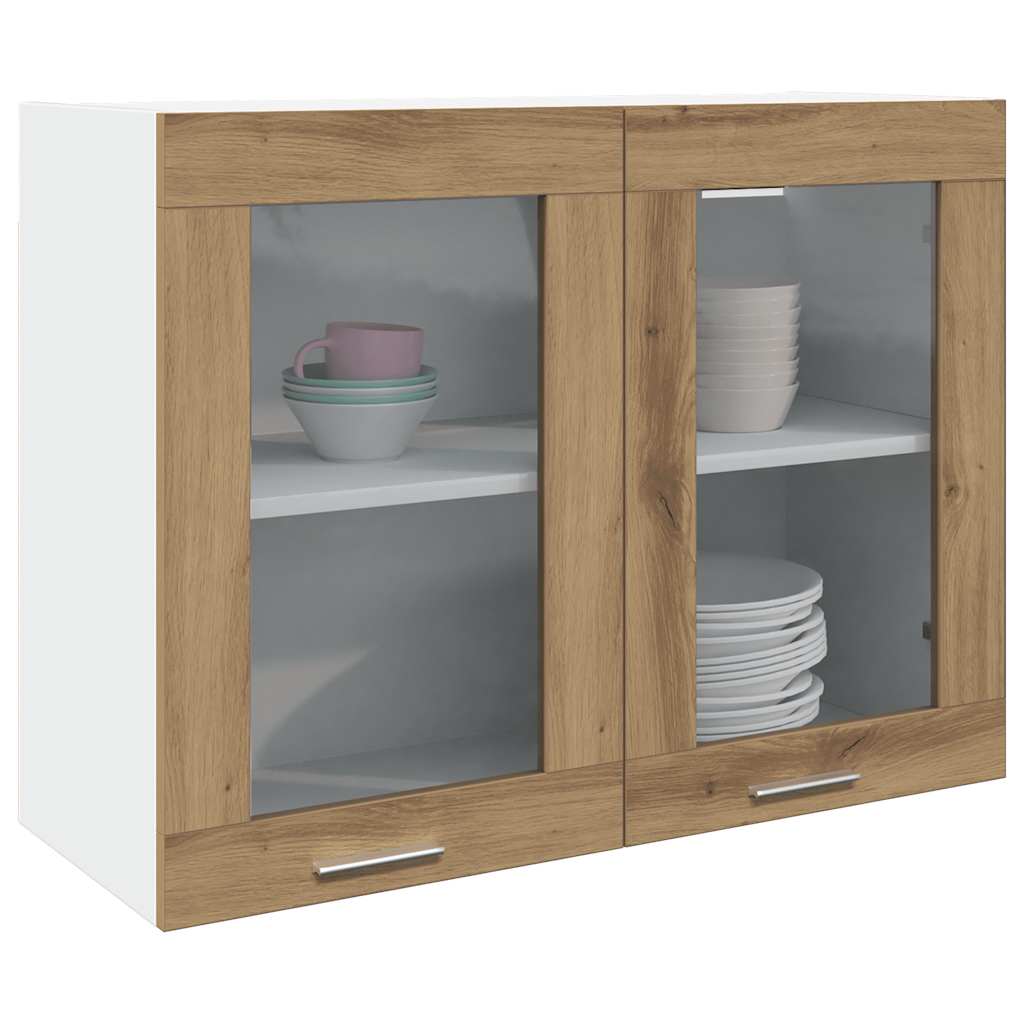 Hanging Glass Cabinet Lyon Artisan Oak 80x31x60 cm Engineered Wood - Bargainia.com - 8721158436450 - 856120
