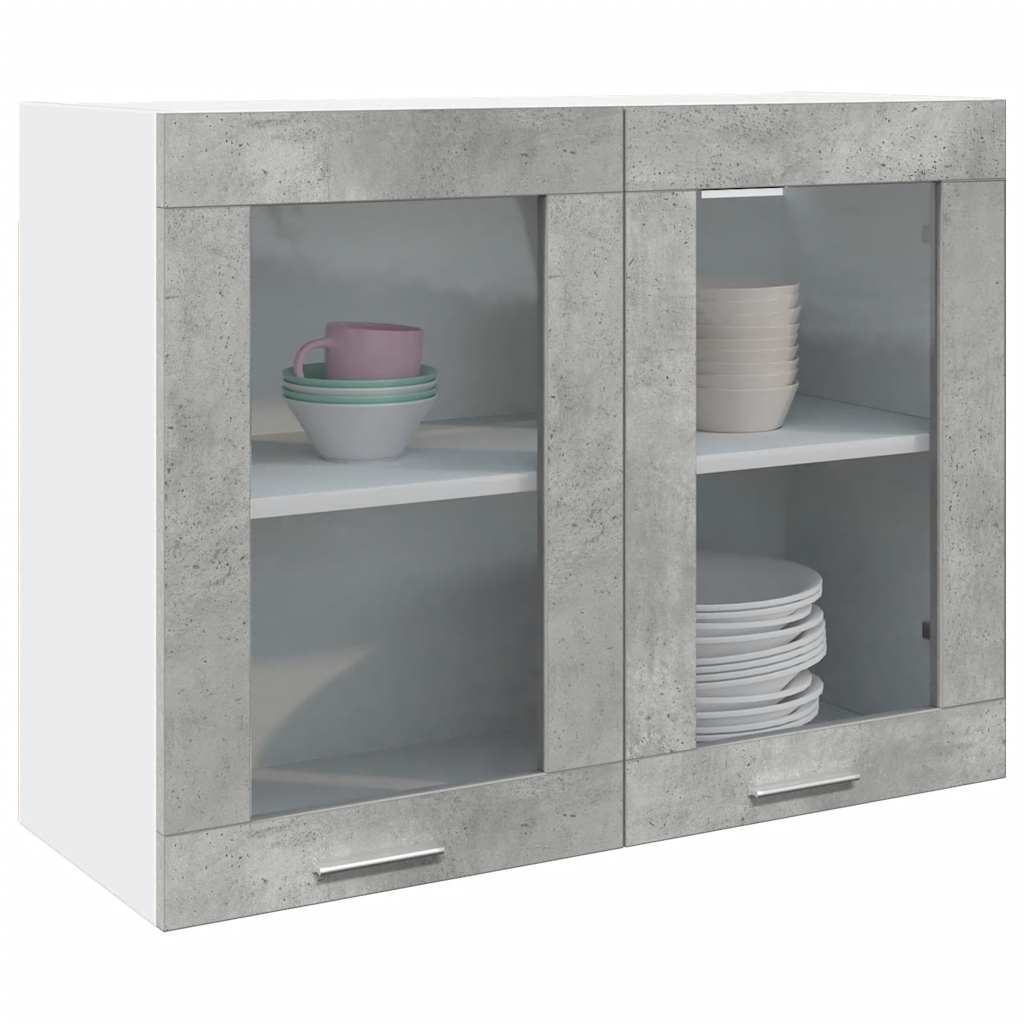 Hanging Glass Cabinet Lyon Concrete Grey 80x31x60 cm - Bargainia.com - 