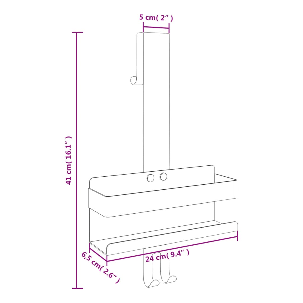 Hanging Shower Caddy Matt Black Brushed 304 Stainless Steel - Bargainia.com - 