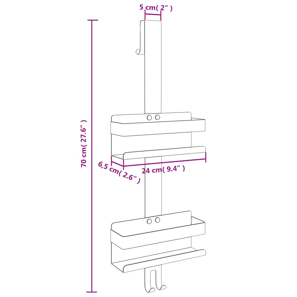 Hanging Shower Caddy Matt Black Brushed 304 Stainless Steel - Bargainia.com - 