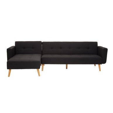 Hansa Hagen Black Linen Corner Sofa Bed - Bargainia.com - 