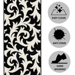 Hard Wearing Hessian Backed Stair Runner Kitchen Mat - Texas Black & White Filigree - Bargainia.com - 