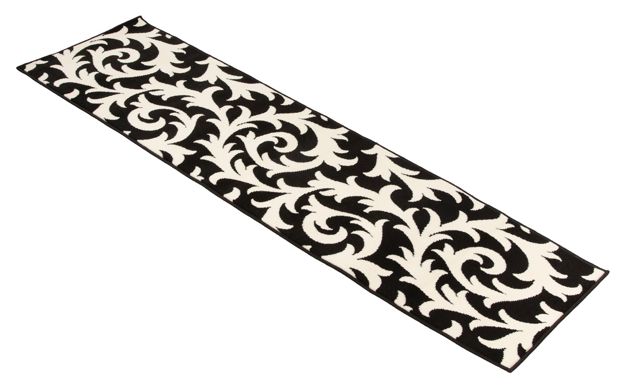 Hard Wearing Hessian Backed Stair Runner Kitchen Mat - Texas Black & White Filigree - Bargainia.com -  - RNR-TXS-5891-B011-01FT-CST