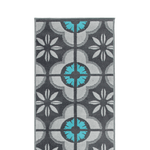 Hard Wearing Hessian Backed Stair Runner Kitchen Mat - Texas Blue & Grey Floral - Bargainia.com - 