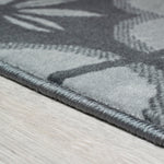 Hard Wearing Hessian Backed Stair Runner Kitchen Mat - Texas Blue & Grey Floral - Bargainia.com - 