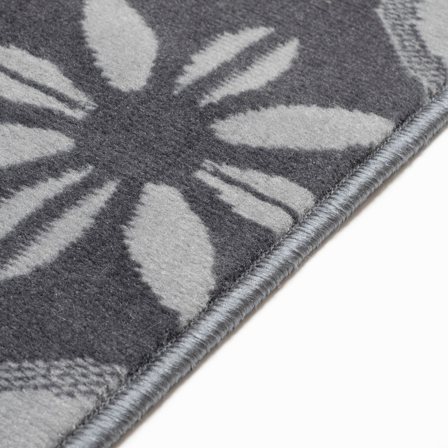 Hard Wearing Hessian Backed Stair Runner Kitchen Mat - Texas Blue & Grey Floral - Bargainia.com - 