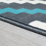 Hard Wearing Hessian Backed Stair Runner Kitchen Mat - Texas Blue & Grey Floral - Bargainia.com - 