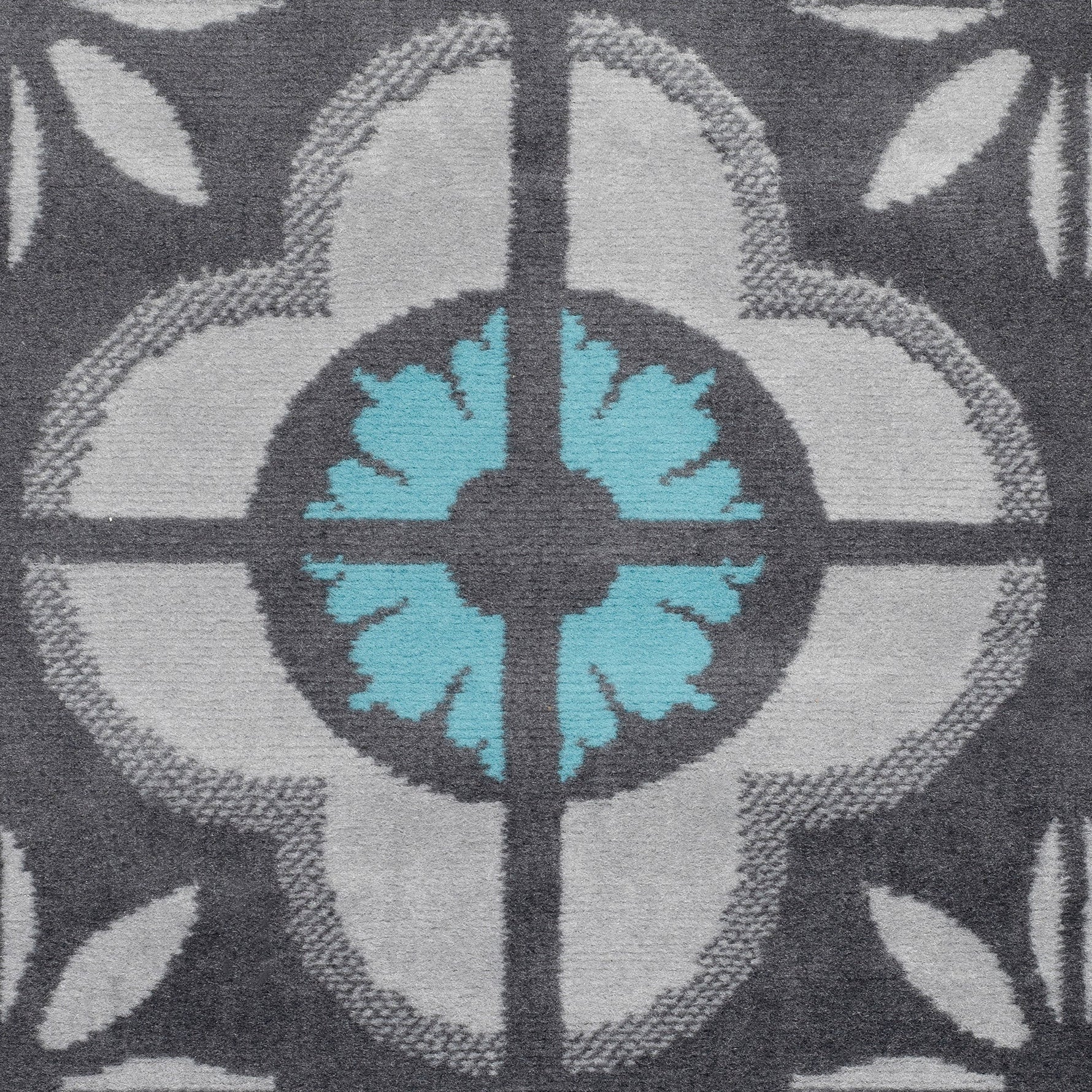 Hard Wearing Hessian Backed Stair Runner Kitchen Mat - Texas Blue & Grey Floral - Bargainia.com - 