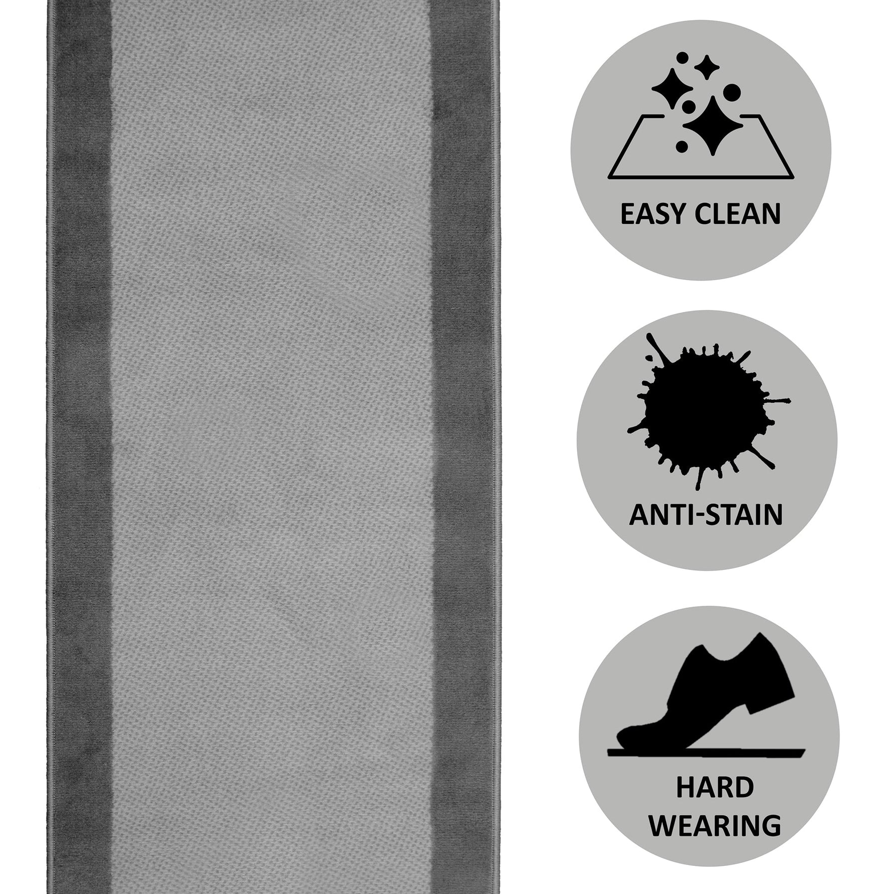 Hard Wearing Hessian Backed Stair Runner Kitchen Mat - Texas Grey Border - Bargainia.com - 