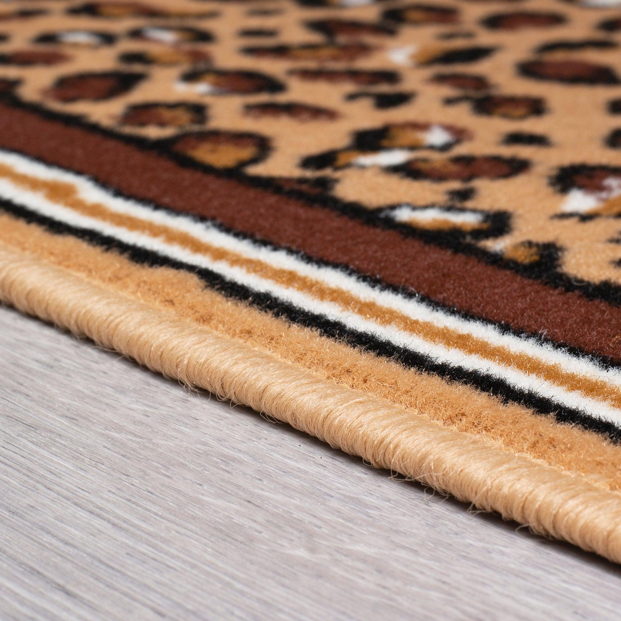 Hard Wearing Hessian Backed Stair Runner Kitchen Mat - Texas Leopard Print - Bargainia.com - 5056150269625 - RNR-TXS-2880-B055-04FT